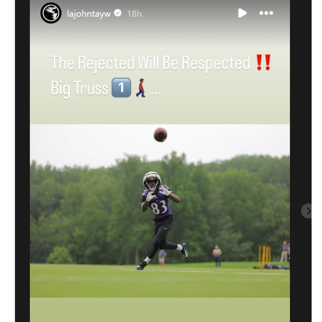LaJohntay Wester channels inner Deion Sanders Jr. to send a bold message ahead of Ravens training camp via Instagram @lajohntayw